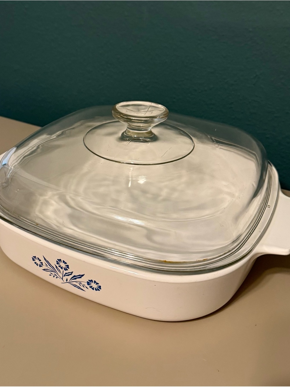 Vintage 60's Corning Ware P-9-B Blue Cornflower 9 Inch Square Casserole Dish LID